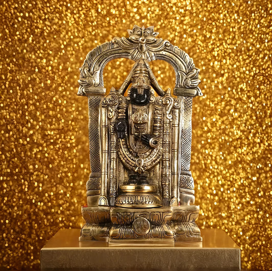 Brassaura™ Brass Handcrafted Tirupati Balaji Idol with Dual Tone Finish – 20 Inches, 12 Kgs