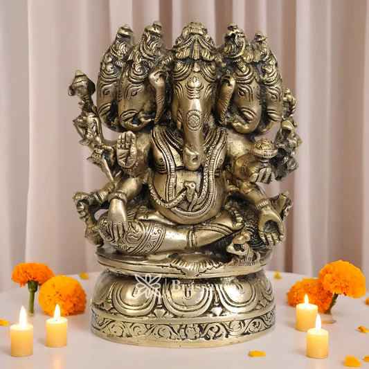 Brassaura™ Brass Ganesha Statue – “Symbol of Prosperity & Wisdom” | Height 8 Inches & Weight 4 Kgs