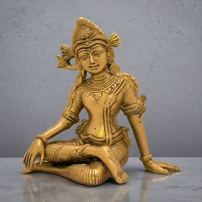 Brassaura™ Brass Indra Dev Idol – Height 10.4 Inches & Weight 1.1 Kgs | Handcrafted Spiritual Art
