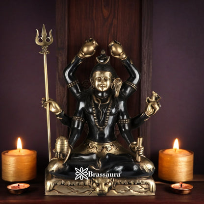 Brassaura™ Traditional Brass Lord Shiva Murti – Height 30 & Weight 48 Kgs | Sacred Home Accent
