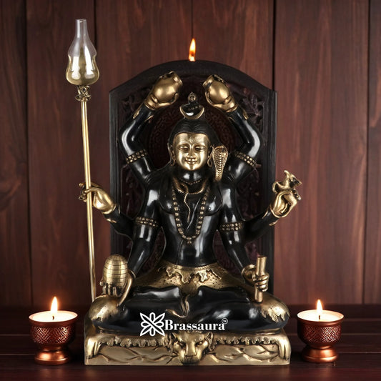 Brassaura™ Traditional Brass Lord Shiva Murti – Height 30 & Weight 48 Kgs | Sacred Home Accent