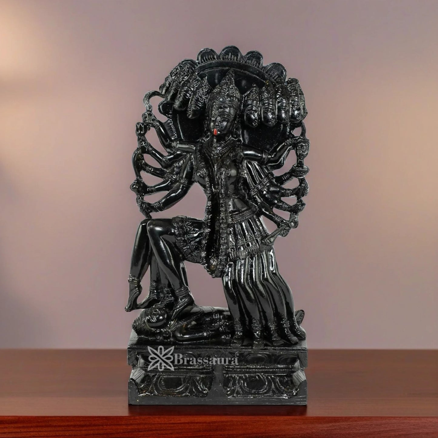 Brassaura™ Artistic Brass Kali Maa Idol – Height 15 Inches & Weight 8.1 Kgs | Home & Temple Décor