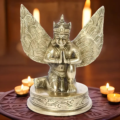 Brassaura™ Brass Garuda Idol – Height 3.2 Inches & Weight 1 Kgs | Temple Room & Worship Accent