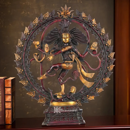 Brassaura™ Brass Dancing Nataraj Statue | Pure Brass with Artistic Detailing | Height 24 Inches & Weight 13 Kgs