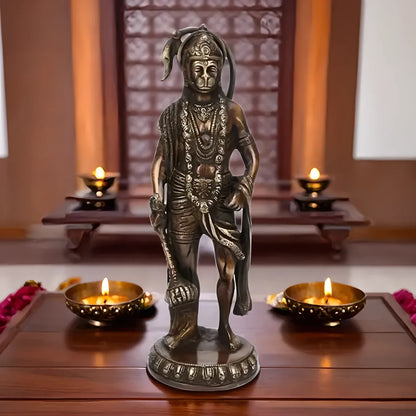 Brassaura™ Brass Hanuman Idol – Height 11.2 Inches & Weight 2.2 Kgs | Pooja & Temple Use