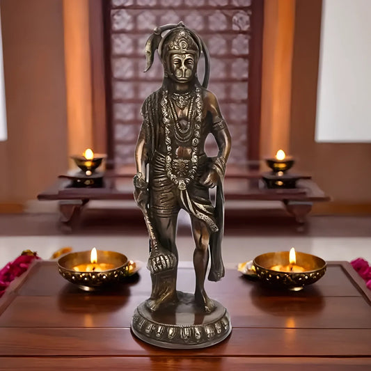 Brassaura™ Brass Hanuman Idol – Height 11.2 Inches & Weight 2.2 Kgs | Pooja & Temple Use
