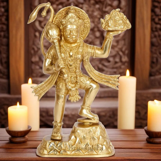 Brassaura™ Premium Brass Hanuman Idol – Height 10.8 Inches & Weight 1.8 Kgs | Sacred Accent