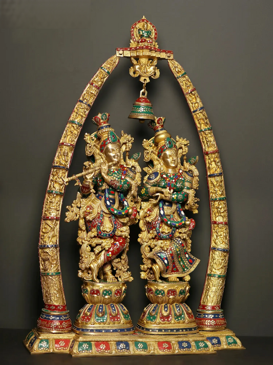 Brassaura® Brass Radha Krishna Statue | Height 45.47 Inches & Weight 76.50 kg
