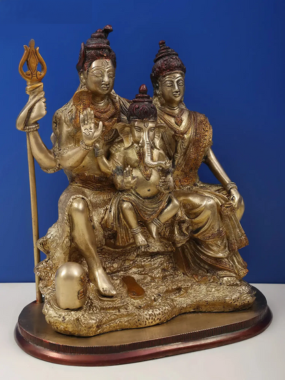 Brassaura® Brass Shiva Family Statue | Height 11.81 Inches & Weight 7.90 kg