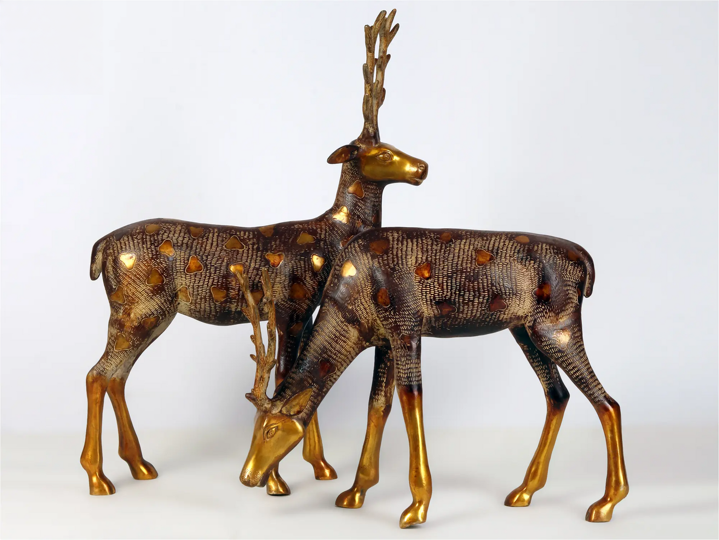 Brassaura® Pair of Deer Brass Sculptures | Pure Brass | Height 28 Inches & Weight 22.91 kgs