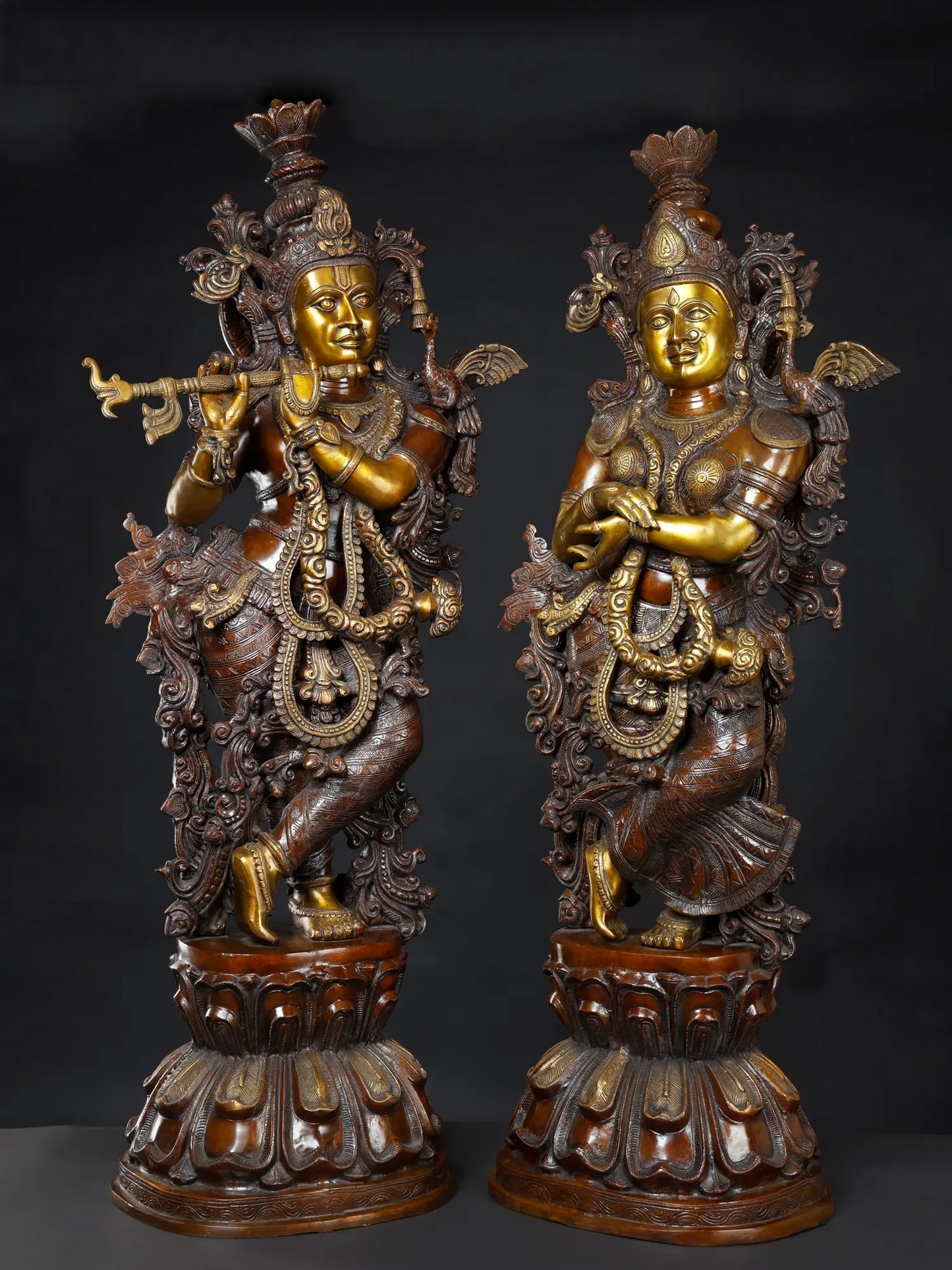 Brassaura® Brass Radha Krishna Statue | Height 47.05 Inches & Weight 110 kg