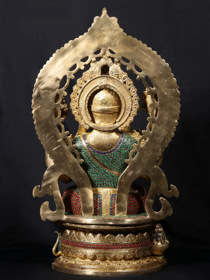 Brassaura™ Sitting Lord Ganesha Idol | Pure Brass with Intricate Detailing | Height 27 Inches & Weight 34.50 Kgs