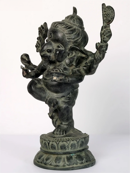 Brassaura™ Six-Armed Dancing Bal Ganesha Brass Idol | Height 15.5 Inches & Weight 8.70 kgs