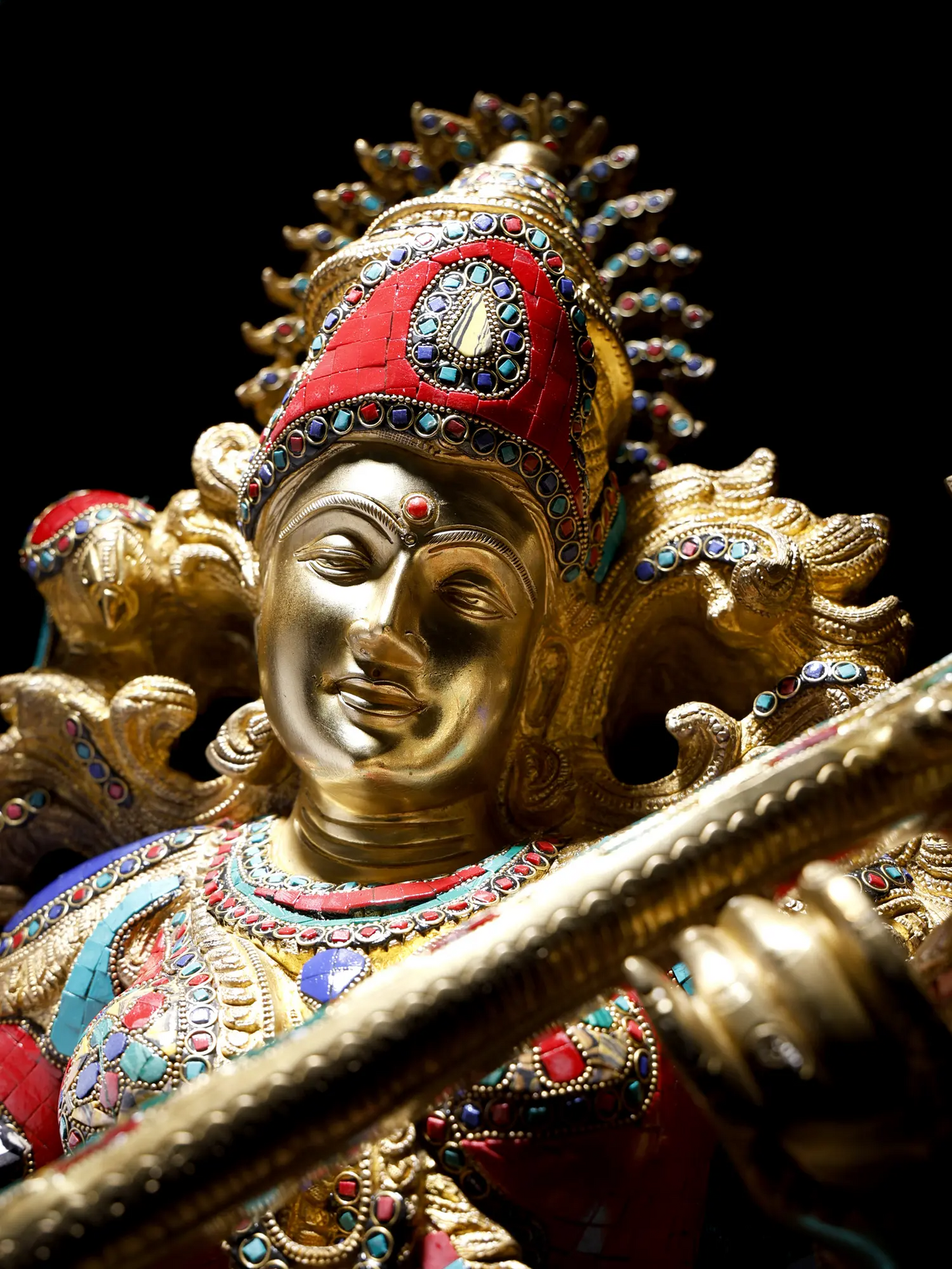 Brassaura® Grand Brass Goddess Saraswati Statue | 33.07 Inches | 87 kg