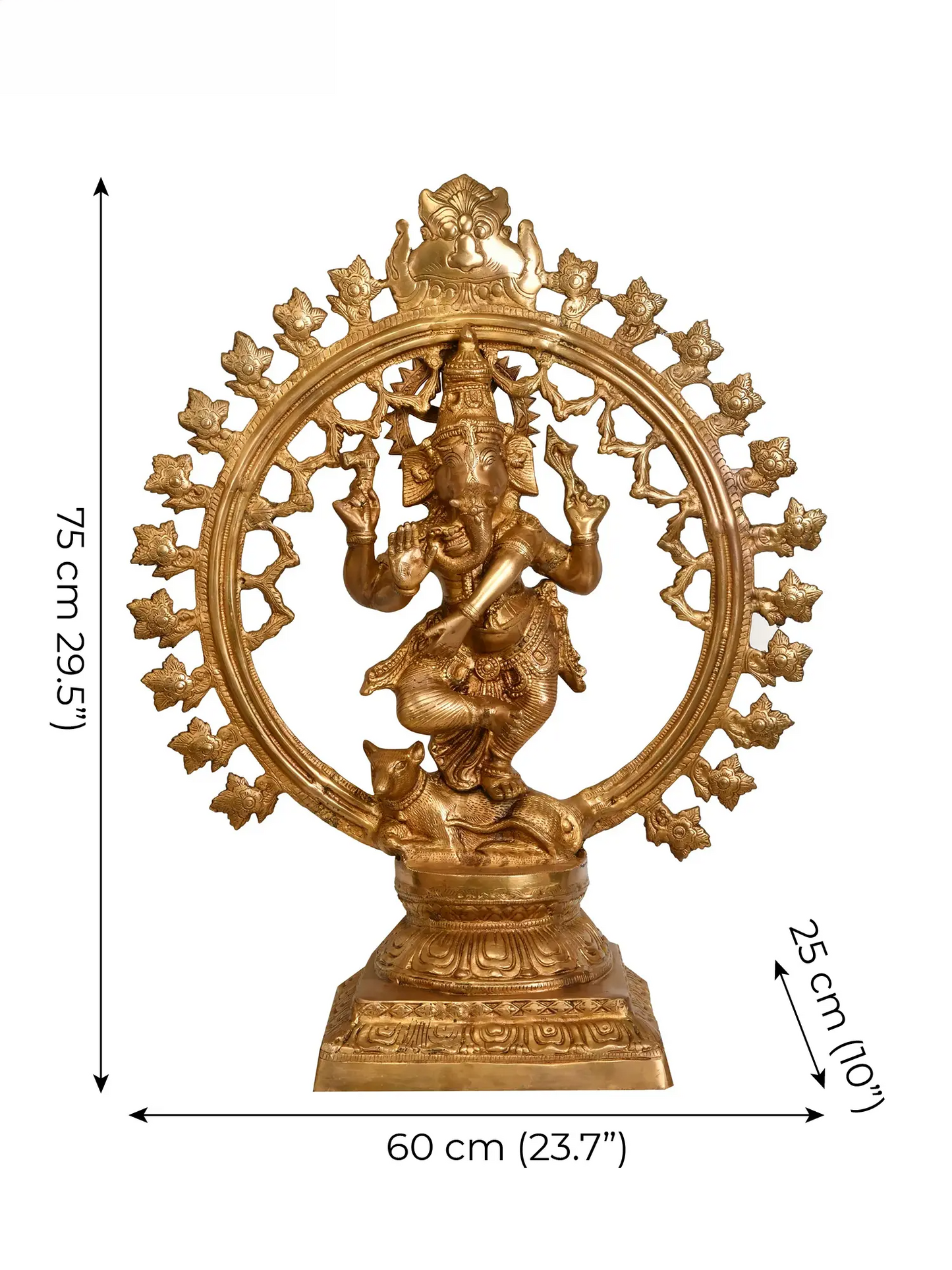 ब्रासुर्रा™ बड़े भगवान गणेश नटराज के रूप में पीतल में | ऊंचाई 29.5 इंच और वज़न 18.27 किग्रा