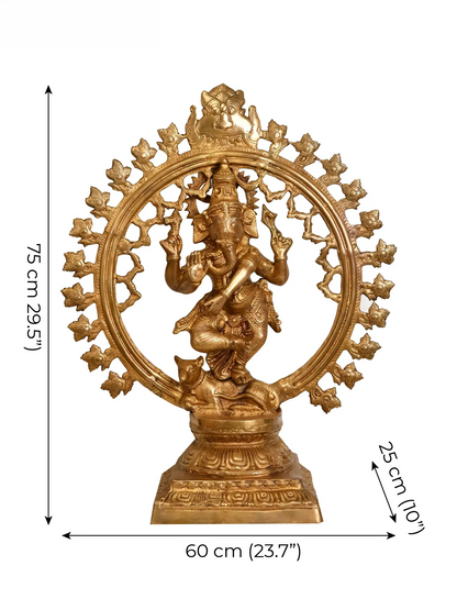 ब्रासुर्रा™ बड़े भगवान गणेश नटराज के रूप में पीतल में | ऊंचाई 29.5 इंच और वज़न 18.27 किग्रा