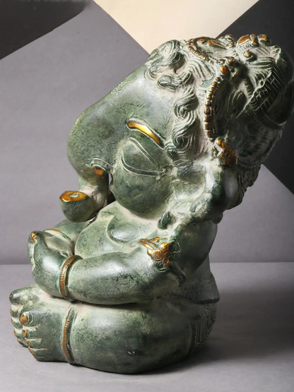 Brassaura™ Cute Baby Ganesha Brass Idol | Height 8 Inches & Weight 4.50 kgs