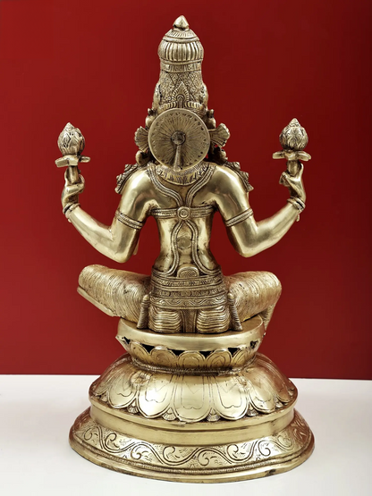 Brassaura® Large Brass Goddess Lakshmi Statue | 23.43 Inches | 25.57 kg