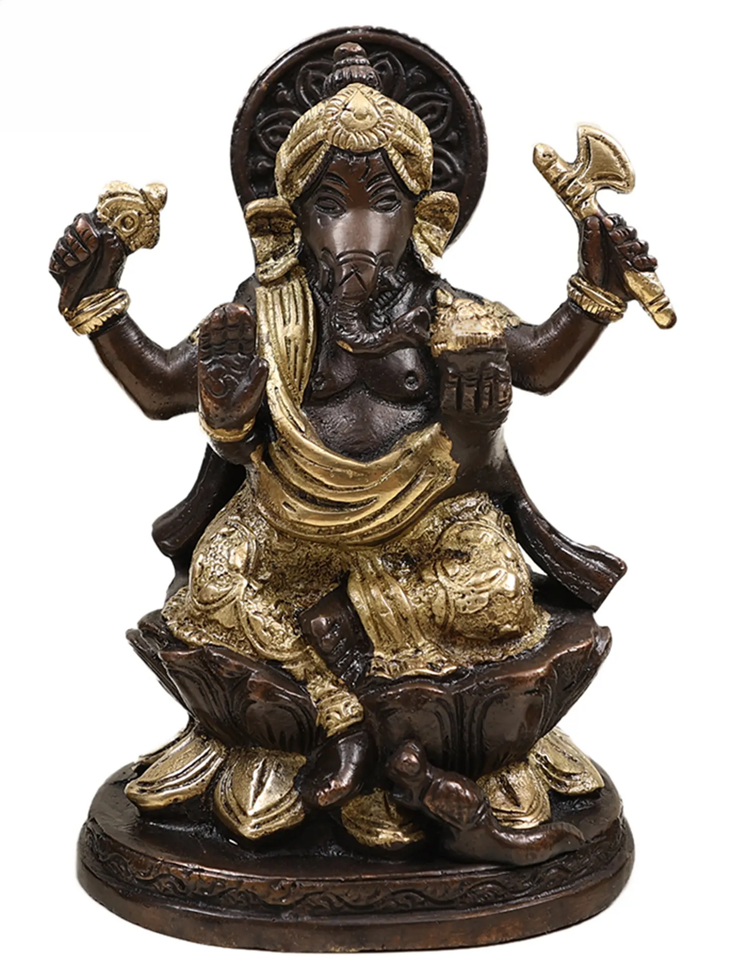 ब्रासुर™ पीतल गणेश लक्ष्मी सरस्वती (जीएलएस) सेट | बारीक विवरण के साथ शुद्ध पीतल | ऊंचाई 6 इंच और वजन 2.49 किलोग्राम