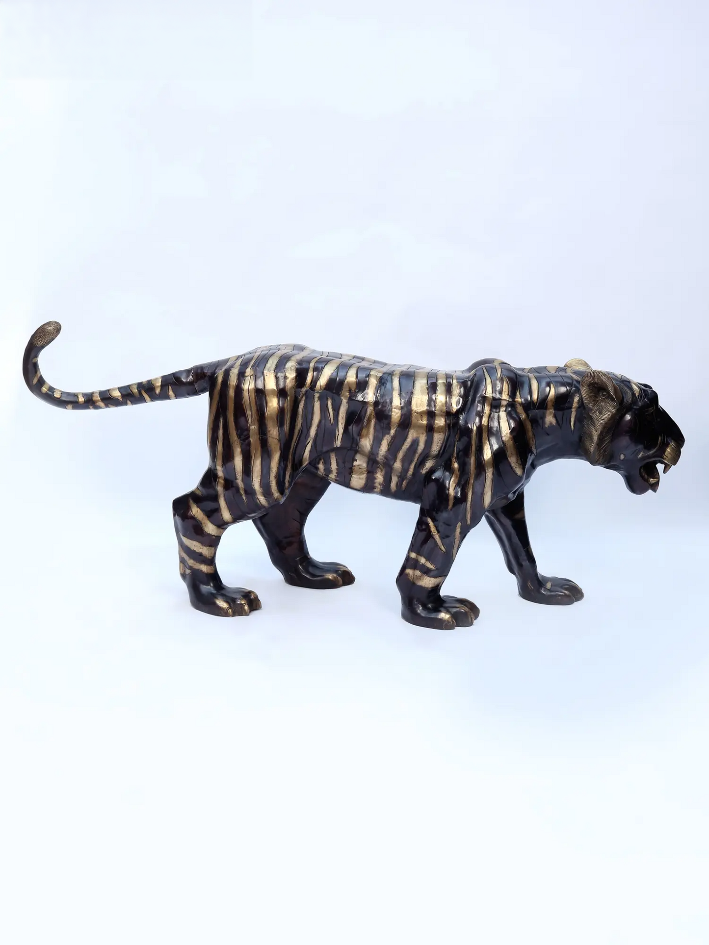 Brassaura® Walking Tiger Brass Sculpture | Pure Brass | Height 27.6 Inches & Weight 93.50 kgs