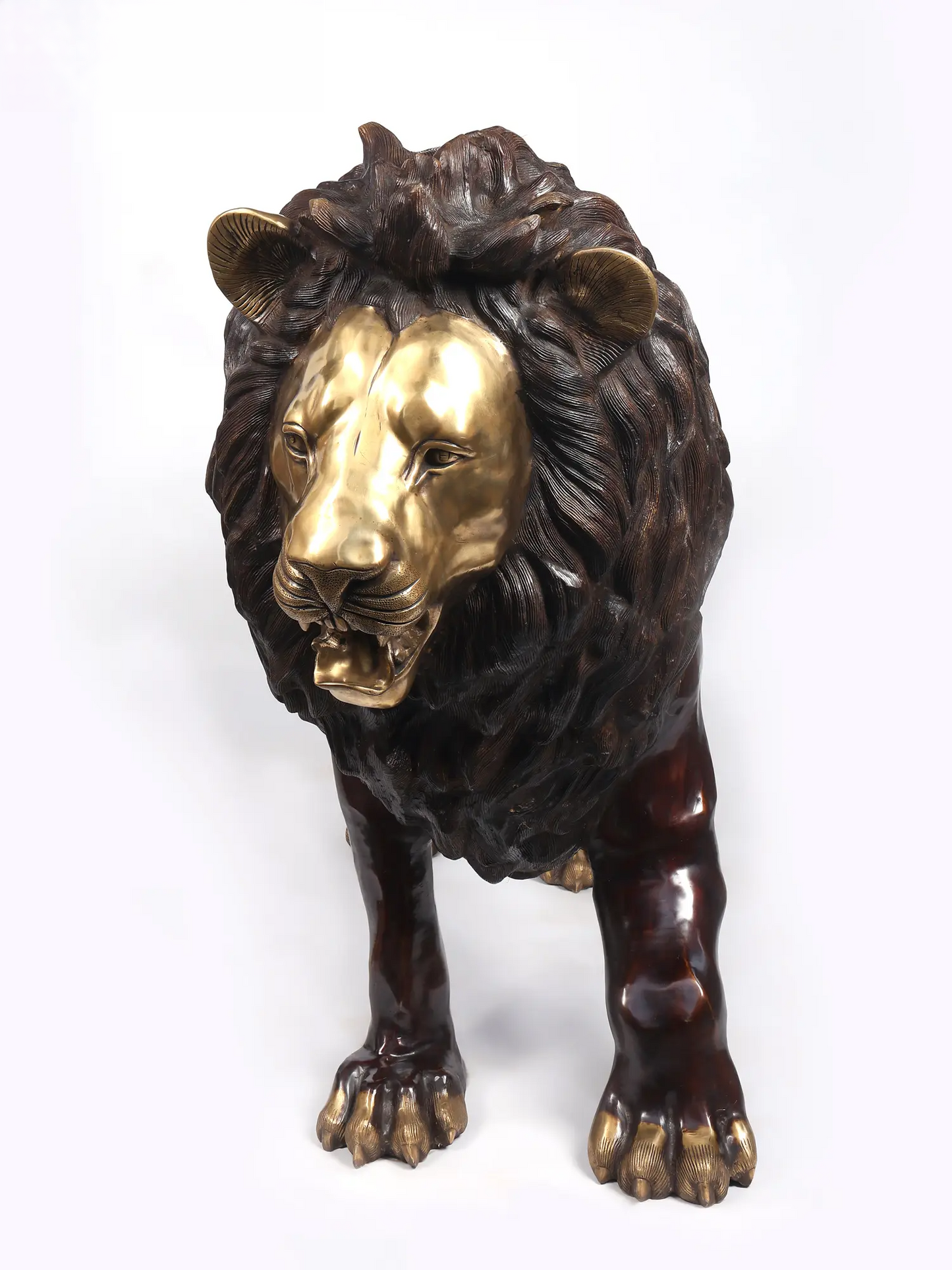 Brassaura® Majestic Lion Brass Sculpture | Pure Brass | Height 49 Inches & Weight 213.70 kgs