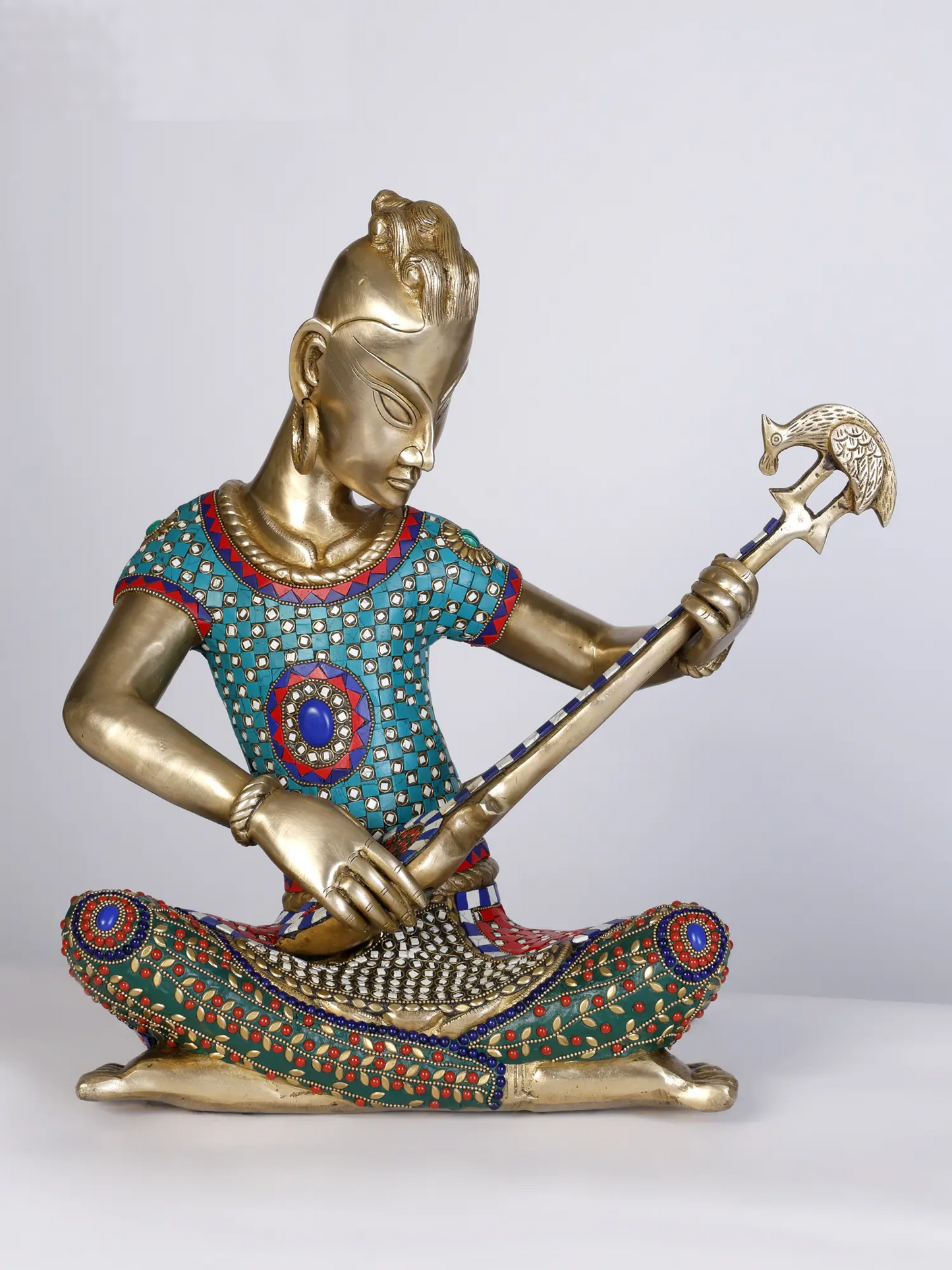 Brassaura® Set of 4 Musical Lady Figurines with Inlay Work | Pure Brass | Height 18 Inches & Weight 55.45 kgs