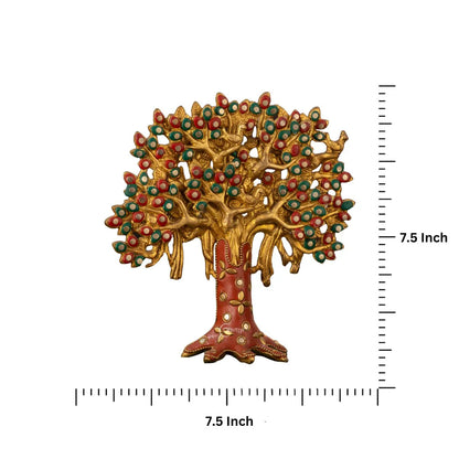 Brassaura® Brass Kalpavriksha Tree Showpiece for Home Decor | Height 7.5 Inches