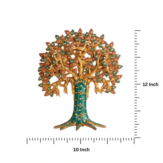 Brassaura® Brass Kalpavriksha Tree Showpiece for Home Decor | Height 12 Inches