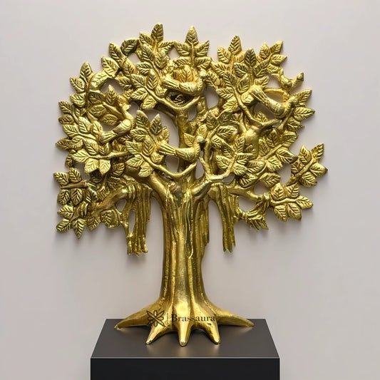 Brassaura™ Brass Tree – Height 9.5 Inches & Weight 1.3 Kgs | Elegant Handcrafted Decorative Sculpture for Home & Office Décor