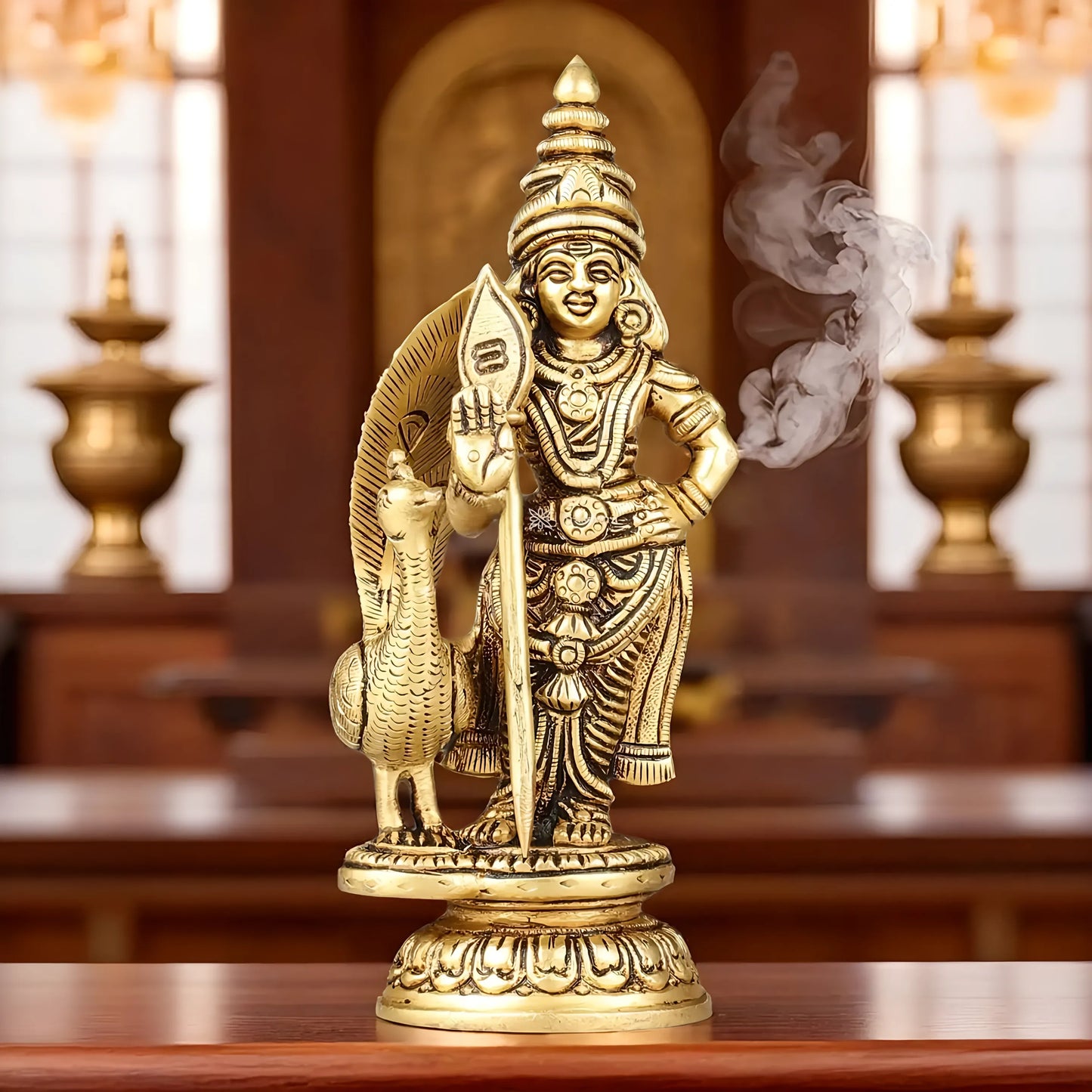 Brassaura™ Pure Brass Balmurugan Idol – 6 Inches Height, 780 Grams – Handcrafted Spiritual Statue