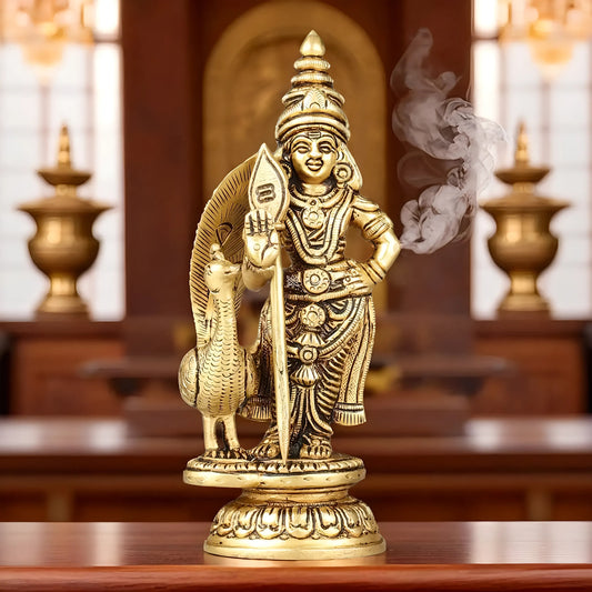 Brassaura™ Pure Brass Balmurugan Idol – 6 Inches Height, 780 Grams – Handcrafted Spiritual Statue