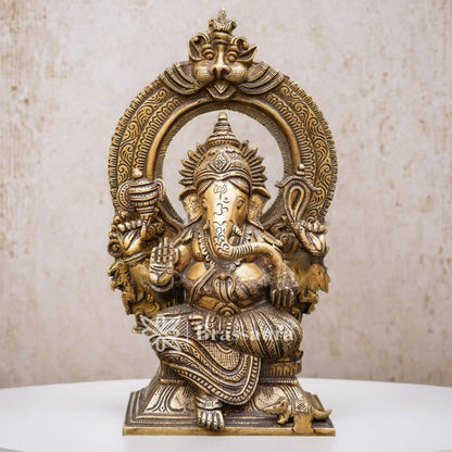 Brassaura™ Brass Ganesha Idol for Home and Decor | Weight 4.5 Kgs | Height 12 Inches
