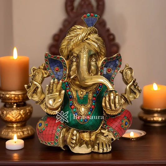 Brassaura™ Brass Ganesha Statue – “Harbinger of Prosperity” | Height 14 Inches & Weight 14 Kgs
