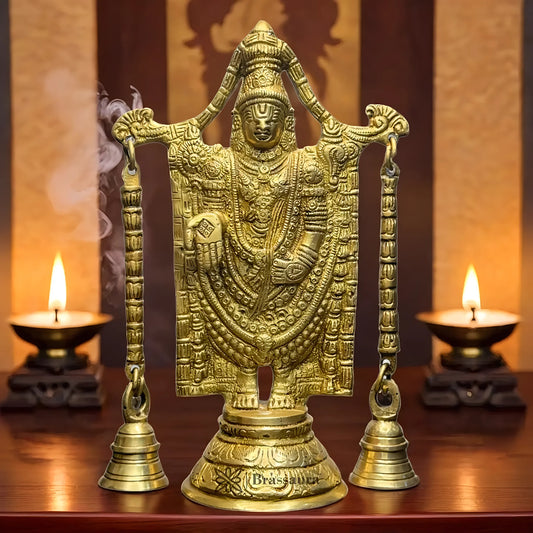 Brass Golden Venkateshwara Bala Ji Idol for Home and Decor Height 21.5 cm Weight 1.55 Kg