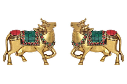 Brassaura® Brass Kamdhenu Cow Wall Hanging with Lotus | Height 5 Inches