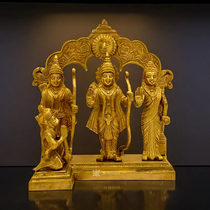 Brassaura™ Brass Ram Darbar Idol – Height 9 Inches & Weight 4.1 Kgs | Handcrafted Devotional Ensemble for Temple Décor