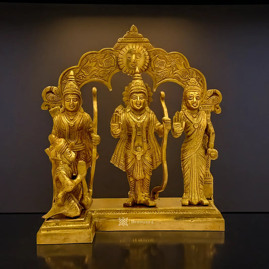 Brassaura™ Brass Ram Darbar Idol – Height 9 Inches & Weight 4.1 Kgs | Handcrafted Devotional Ensemble for Temple Décor