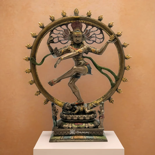 Brassaura™ Resin Natraj Statue – Height 10 Inches & Weight 0.610 Kgs | Artistic Dance Form of Lord Shiva for Temple Décor