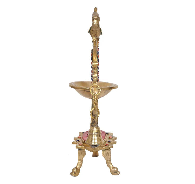 Brassaura® Brass Peacock Oil Lamp Diya | Height 11.5 Inches