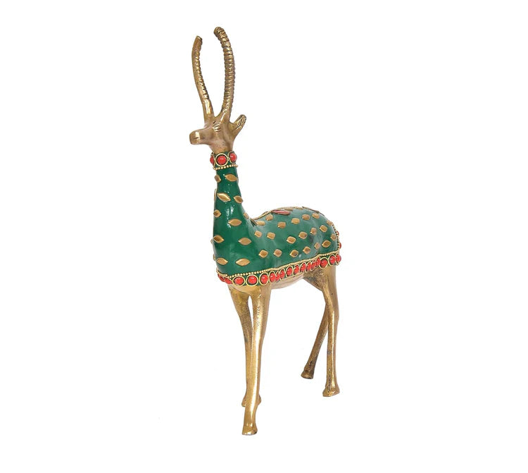 Brassaura® Brass Hiran Reindeer Figurine | Height 9 Inches