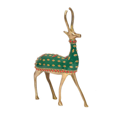 Brassaura® Brass Hiran Reindeer Figurine | Height 9 Inches