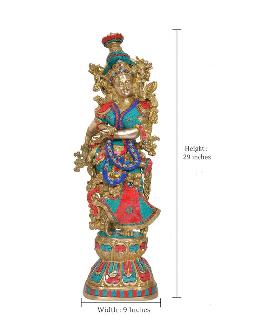 Brassaura® Brass Radha Rani Statue | Height 29 Inches