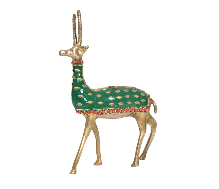 Brassaura® Brass Hiran Reindeer Figurine | Height 9 Inches
