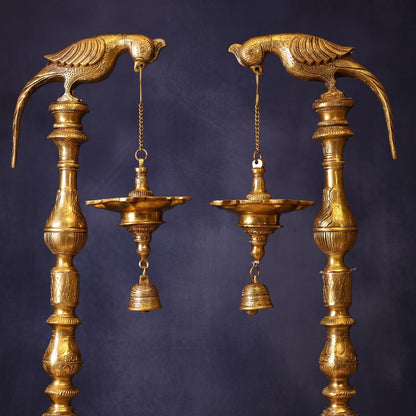 LARGE SIZE BRASS PARROT LAMP PAIR HEIGHT 38.5 INCH