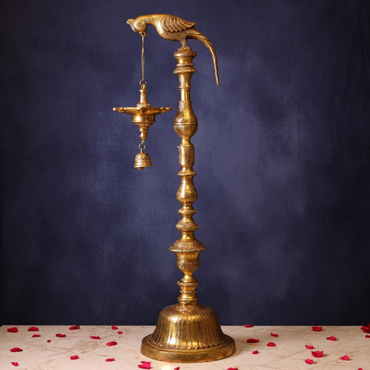 大号黄铜鹦鹉台灯，高38.5英寸