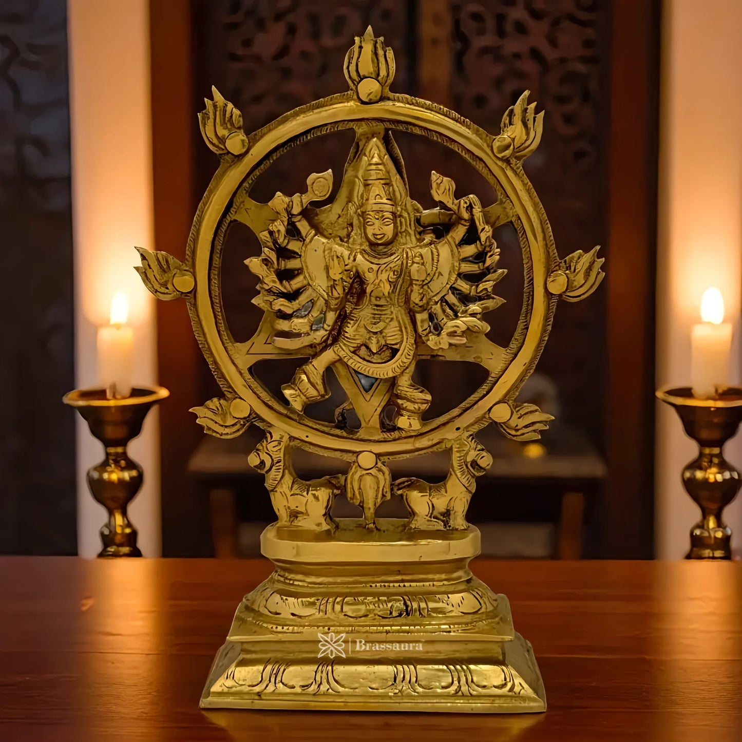 ब्रैसौरा™ गोल्डन फ़िनिश नृत्य नटराज मूर्ति | पीतल की हस्तकला | ऊँचाई 9.5 इंच और वज़न 2.17 किग्रा