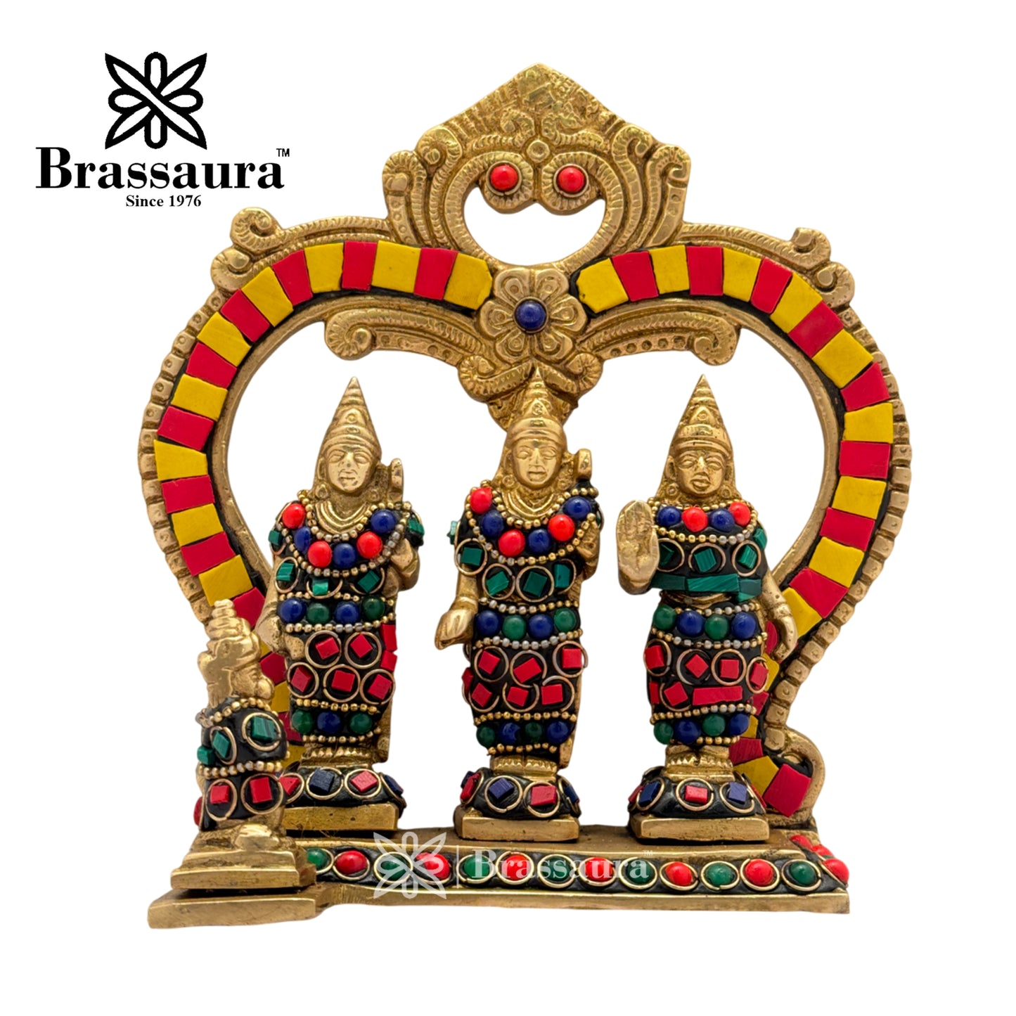 Brass Gem Stone Work Ram darbar Idol for Home and Decor Weight 1 Kg Height 17 cm