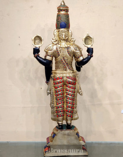 Brassaura™ Pure Brass Tirupati Balaji Idol – 33.5 Inches, 22 Kgs