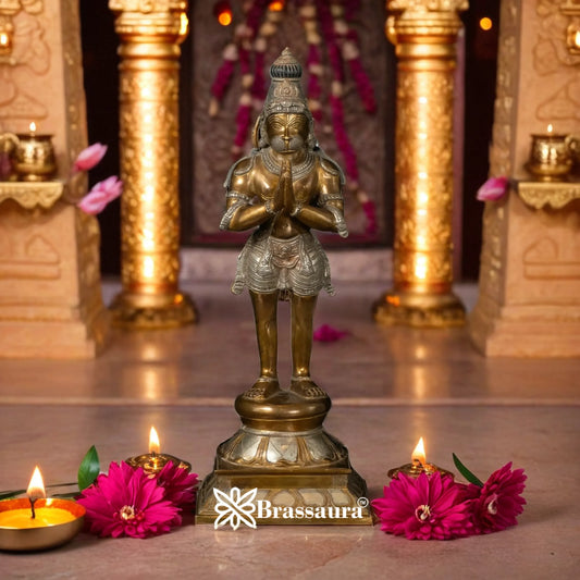 Brassaura™ Brass Hanuman Idol with Traditional Work – Height 16 Inches & Weight 4.8 Kgs