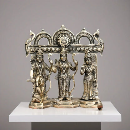 Brassaura™ Brass Ram Darbar Idol – Height 7.7 Inches & Weight 2.07 Kgs | Divine Home Accent Featuring Lord Ram & Family